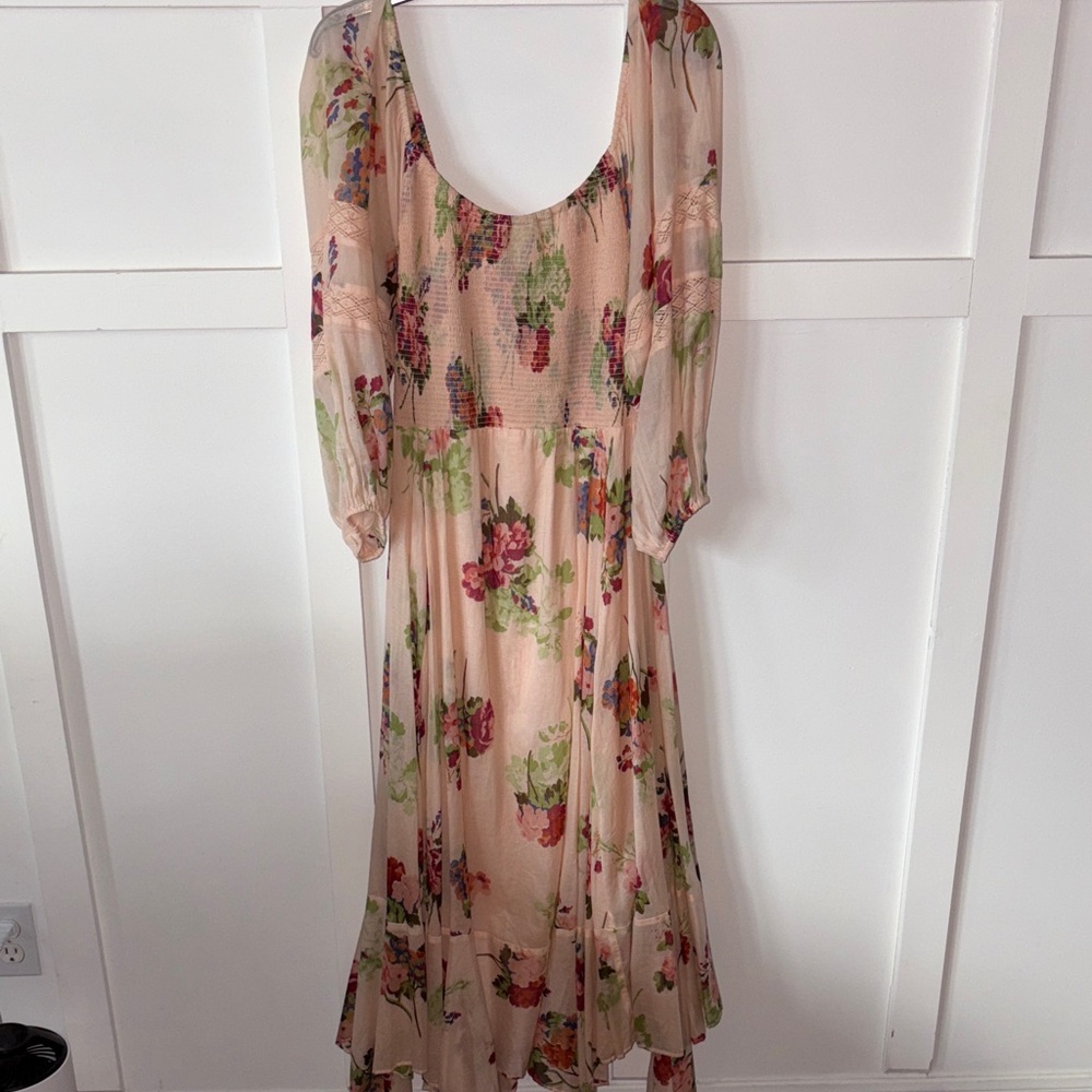 Free People Morning Glory Floral Smocked Long Sleeve Maxi Dress Size Small NWT - Picture 6 of 7
